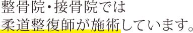 整骨院・接骨院では柔道整復師が施述しています。